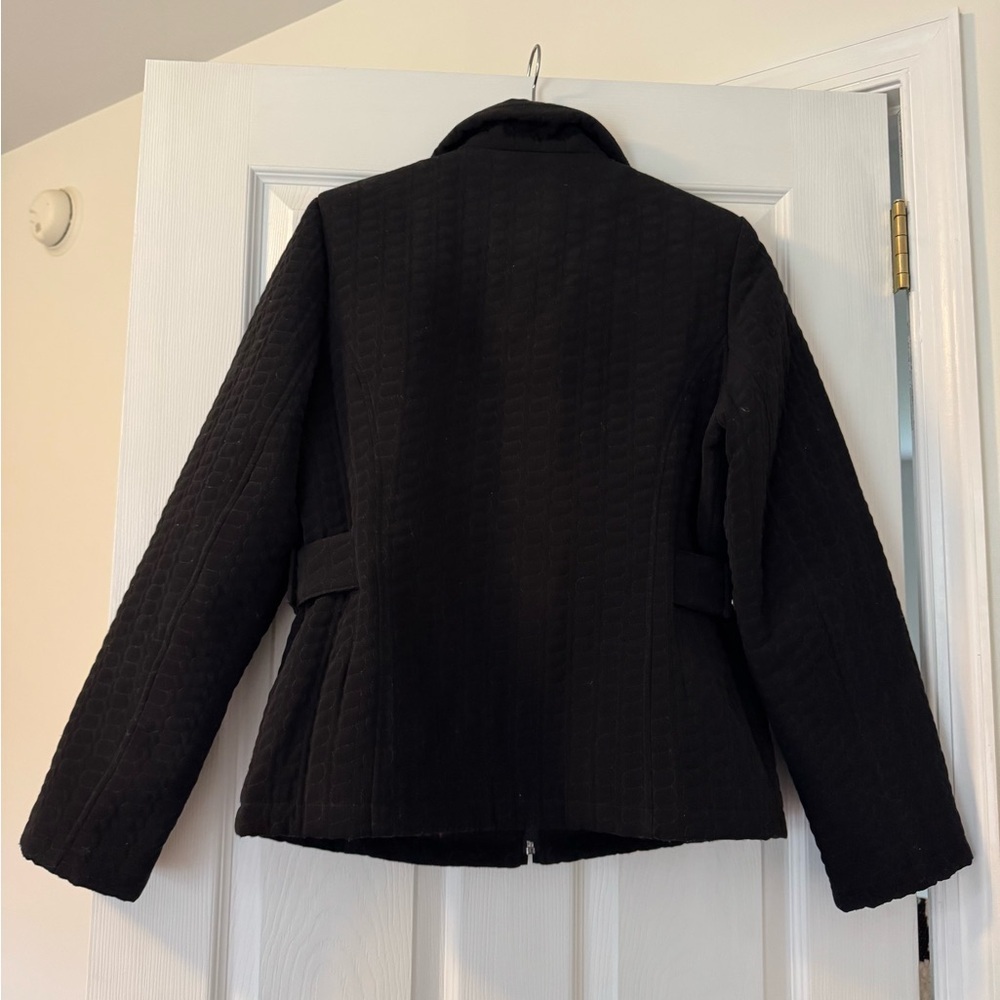 Black Quilted Women's Gallery Jacket Coat Size Medium - Picture 4 of 11